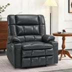 MCombo Dual Motor Power Lift Recliner Chair for Elderly, Lay Flat Lift Chair with Heat and Massage, Extra Wide Lift Recliner for Big People, Cup Holders, Faux Leather R7897 (Black, Medium-Wide)