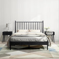 NTC Inno Wooden Bed Frame with Headboard, Solid Oak and Rubber Wood Foundation with Silent Slats and Wood Central Supports, 1000 Lb Capacity, Effortless Assembly, King - Burnt Black