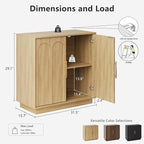 Sideboard Buffet Cabinet with Storage, Modern Accent Cabinet with Arched Doors, Boho Modular Media Console, 31.5" Minimalist Credenza for Living Room Kitchen Dining Room Entryway, Oak