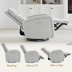Watson & Whitely Swivel Power Recliner Glider Rocker, Small Recliner with Charging Port for Living Room, Fabric in Dove Grey