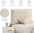 Upholstered Twin Headboard, Twin Headboard Only for Bed Frame from 27”-41”, Adjustable Height Twin XL Headboard with Durable Solid Wood Legs, Fabric Bed Headboard in Modern Button Design, Beige