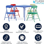 Flash Furniture Mindy Kids 5-Piece set Folding Square Table and Chairs Set for Daycare and Classrooms, Children's Activity Table and Chairs Set, Multicolor