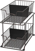 SimpleHouseware 2 Tier Cabinet Wire Basket Drawer Organizer, Brown