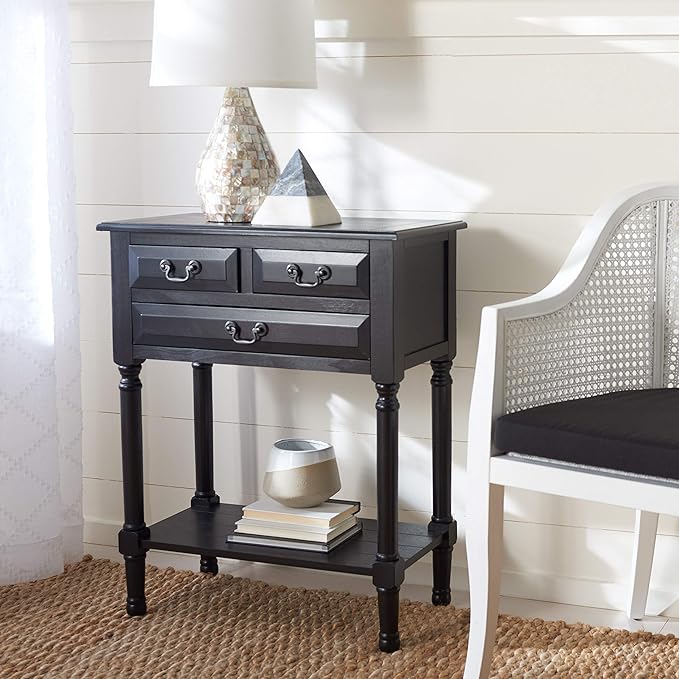 SAFAVIEH Home Collection Primrose Black 3-Drawer Console Table