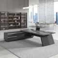 L Shape Executive Desk with Drawers – Modern Large Office Desk for Home Office, Spacious Computer Workstation with Storage Cabinets, Black Finish (Black/Left, 87" L * 63" W * 30" H)