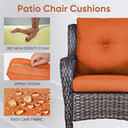 Patio Chair Cushions 5 Packs - Outside 22x24 High Back Water-Resistant Cushion with Zipper Cover for Outdoor Glider Rocking Chairs Loveseat 3-seat Couch Sofa – Orange/Buckle