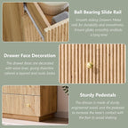 Fluted Dresser for Bedroom, 5 Drawer Dressers, Wood Tall Dresser Storage Organizer, Chest of Drawers with Deep Storage, Modern Bedroom Chest for Closet Hallway, Entryway, Living Room, Natural