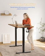 YIHAYO Electric Standing Desk, 48 x 24 Inches Stand Up Desk with Splice Board, Adjustable Height Desk, Computer Desk for Home Office, Black Frame/Rustic Brown Top