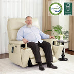 MCombo Heavy Duty Lift Chair for Elderly, Extra Wide Dual Motor Power Lift Recliner 450lbs with Hidden Cup Holders, USB Charging, Breathable Faux Leather R7777 (Cream White)