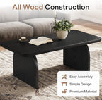 Tribesigns Farmhouse Coffee Table for Living Room, 47-Inch Mid-Century Rectangular Center Table with Rounded Corners, Modern Low Large Cocktail Tea Furniture, Easy Assembly (Black)