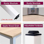 55 inch Large Computer Desk Wood, Modern Simple Style Desk for Home Office, Bedroom, Study Student Writing Desk, Small Spaces, White Metal Frame, Apple Wood Grain Top