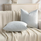 FUTEI Light Blue Velvet Throw Pillow Covers 26x26 Inch Set of 2,Soft Embossed Leaf-Relief Textured Euro Pillow Shams,Natural Home Decor for Couch Living Room