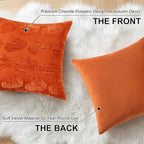 decorUhome Decorative Two Rust Pumpkins Thanksgiving Throw Pillow Covers 20x20 Set of 2, Soft Chenille Jacquard Farmhouse Textured Pillow Covers for Couch Bed Sofa Autumn Harvest Halloween Holiday