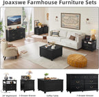 Farmhouse Dresser and Nightstand Sets, Wooden 7 Drawers Dresser & 24" Night Stand with 3 Drawers, 2 Piece Bedroom Furniture Set, Chest of Drawers for Bedroom, Home, Living Room, Hallway