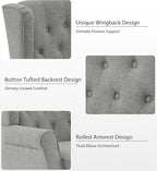 Lumibee High Back Accent Chair Set of 2,Upholstered Wingback Armchair with Solid Wood Legs for Small Spaces,Comfy Single Sofa Chair for Living Room,Bedroom,Office-Light Gray