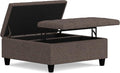 SIMPLIHOME Harrison 36 inch Wide Transitional Square Coffee Table Storage Ottoman in Mink Brown Tweed Look Fabric, Assembled, for the Living Room and Bedroom
