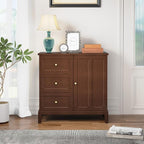 HLR Accent Cabinet with 3 Drawers and Door, Wooden Storage Cabinet with Shelves, Sideboard for Living Room, Entryway, Brown