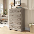 Maupvit 6 Drawers Dresser, Vintage Design Wood Rustic Chest of Drawers with Natural Texture, Sturdy & Durable Farmhouse Dresser, Ideal Storage Dressers for Living Room