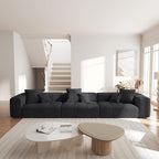 JACH 144 Inch Modular Sofa, Mid Century Modern Extra Deep Corner Seat Couch, 3-Seater Sofas for Living Room, Sectional Couches, Cozy Sofa for Apartment, Living Room (Linen Fabric, Black)