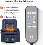 MCombo Dual Motor Large Power Lift Recliner Chair for Elderly, Lay Flat Lift Chair with Heat and Massage, Big Lift Recliner for Tall People, Faux Leather 7896 (Blue, Large)