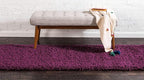 Unique Loom Solid Shag Collection Area Rug (2' 6" x 19' 8" Runner, Eggplant Purple)