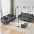 Furnimart 2-Seater Storage Loveseat for Small Spaces, 62“ Corduroy Couch with Removable Cushion Cover and Metal Leg for Bedroom, Apartment, Tiny Homes and Lofts, Gray