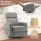 Power Swivel Recliner Chairs for Adults, Electric Glider Rocking Chair Nursery, Glider Recliner Nursery Chair with Classified Side Pocket, Nursery Rocking Chairs with USB and Type-C Ports