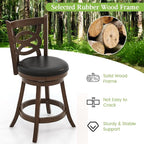 ERGOMASTER Swivel Bar-Stools Set of 2 Brown Counter Height Barstool 24 Inch Seat Bar Chair