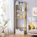 AmazerBath Bamboo Over The Toilet Storage Shelf, Bathroom Storage Organizer Rack, 3-Tier Bathroom Shelves Space Saver, White and Natural Color