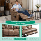 VIVIJASON Tall Man Large Power Lift Recliner Chair with Massage and Heat for Elderly, Overstuffed Wide Electric Lift Recliner with Extended Footrest, 2 Cup Holder, Side Pockets & USB Ports (Brown)
