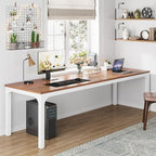 Tribesigns 78.7 Inches Extra Long Computer Desk 2 Person Desk, Double Long Desk, Workstaion for Home Office (Walnut+White)