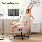 EMIAH Pink Criss Cross Armless Office Desk Chair with Wheels, Faux Fur, Comfy Mid-Back, Swivel, for Home Office
