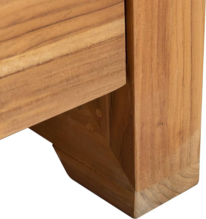 SAFAVIEH CPT1010A Couture Curacao Brazilian Teak Outdoor 3-Seat Patio Sofa, Natural/White