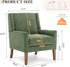 Accent Chairs for Living Room, Mid-Century Wooden Fabric Living Room Chairs, Arm Chair, Side Chairs for Living Room, Bedroom, Reading Nook