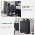 ACCOHOHO Modern Bedroom Set, 3 Pieces Bedroom Furniture Set, Includes 8 Drawers Dresser, 6 Dressers Organizer,Nightstand, Chest of Drawers Wide Storage Organizer Cabinet for Bedroom, Black