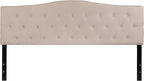 EMMA + OLIVER Tufted Upholstered King Size Headboard in Beige Fabric