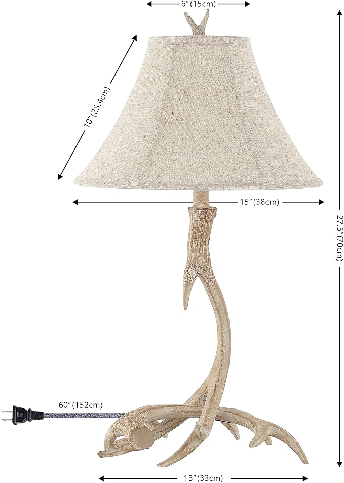 JONATHAN Y JYL6305B Antler 27.5" Rustic Resin LED Table Lamp, Traditional for Bedroom, Living Room, Office, Kids Room, Entryway, College Dorm, Bookcase, LED Bulb Included, Beige