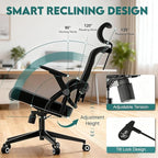 Ergonomic Office Chair - 400LB Comfy Desk Chairs with Adjustable Headrest and Lumbar Back Support, Mesh Computer Chairs with Wheels and Arms for Home Office, Study, Bedroom and Dorm (05black)