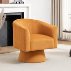 Swivel Accent Chair, Modern 360° Swivel Barrel Chair, Corduroy Upholstered Single Sofa for Living Room, Bedroom(Mustard)