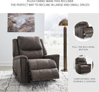 Signature Design by Ashley Skymaker Modern Faux Leather Manual Rocker Recliner with Track Arms, Dark Brown