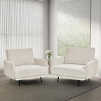 Oversized Accent Chair for Living Room Chairs Reading Arm Chair Comfy Modern Single Sofa Side Chairs with Metal Legs & Soft Cushion for Bedroom, Waiting Room (Chenille Beige Grey, Set of 2)