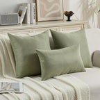 FUTEI Sage Green Chenille Throw Pillow Covers 26x26 Inch Set of 2,Soft Wide Chevron Textured Euro Pillow Shams,Farmhouse Home Decor for Couch Bed Living Room