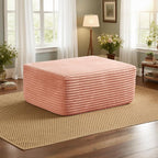 37.1" Ottoman for Couch, Plush Corduroy Memory Foam Ottoman Cloud Boneless Sectional Couch for Living Room Foot Stools No Assembly Require, Plush Corduroy,Pink