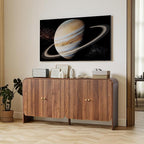 Fluted Sideboard Buffet Cabinet with Storage, 59'' Curved Buffet Cabinet with 4 Doors & Shleves, Modern Credenza Wood Coffee Bar Table Console for Dining Room Kitchen Living Room Entryway, Walnut