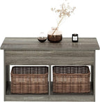 Furinno Jensen Living Room Lift Top Coffee Table with Hidden Compartment, French Oak Grey