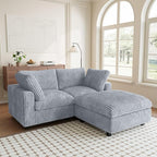L Shaped Sofa with Ottoman, 78.74" Modular Sectional Couches for Living Room, Loveseat Couch with Removable Covers, Plush Deep Seat Sleeper Sofa for Apartment and Small Space, Gray