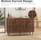 ARTPOWER 47.8" Accent Cabinet with 4 Doors, Vintage Hollow Carving Buffet Cabinet, Sideboards and Buffets with Storage, Credenza for Living Room, Kitchen, Dining Room, Entryway, Hallway, Brown