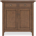 SIMPLIHOME Redmond SOLID WOOD 36 inch Wide Transitional Entryway Storage Cabinet in Rustic Natural Aged Brown for the Living Room, Entryway and Family Room