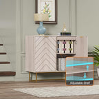 Scurrty 31.5" 3-Piece Sideboard Buffet Cabinet Set, Natural Log Color with Doors & Adjustable Shelves, Storage Cabinet for Living Room & Kitchen