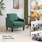 VINGLI Accent Chair for Living Room Chairs Dark Green Reading Chair for Bedroom Scooped Arm Chair Mid Century Modern Accent Chairs Upholstered Comfy Chair for Apartment, Waiting Room